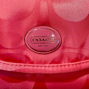 Coach Signature C Monogram 
Pink Cosmetic Travel Pouch Bag